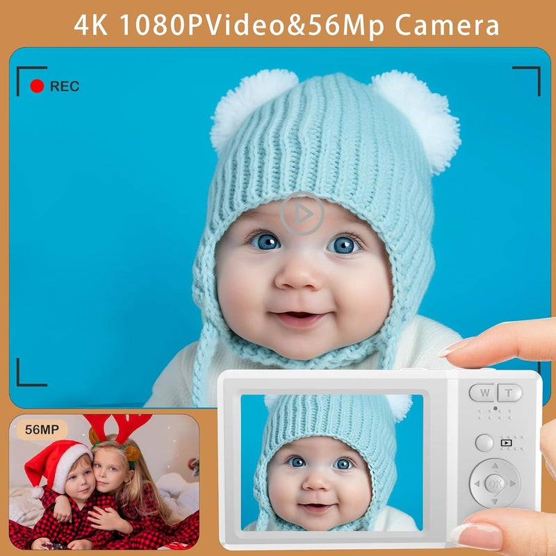 Focusify 56MP FHD Digital Camera with 20X Digital Zoom & Autofocus, Anti-Shake Point and Shoot Camera for Kids Adults Beginners, Includes 32GB SD Card, Portable Compact for Travel - Image 2